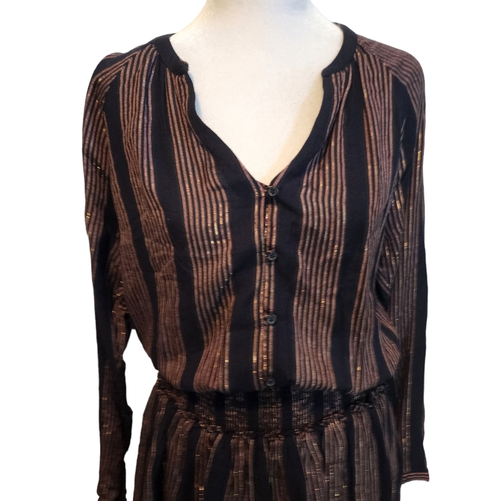 Euc Rails Midas Metallic Stripe Elastic Waist V-N… - image 4
